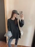 With Shark Pants In The Long-Colored Round Collar Long-Sleeved T-Shirt Women's Autumn And Winter De-Velvet Warm Jacket Inside The Coat