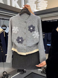 Small Fragrant Style, Gray-Educated Gray Knitted Sweater Cardigan Coat Women's Autumn And Winter New High-End Feel Top