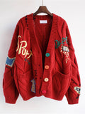 Autumn/Winter 2025 Embroidered Knitted Cardigan Women's New Design Sense Of Lazy Windy Women's Sweater Coat