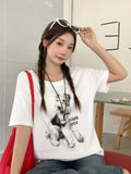 2026 Korean Version Of The New Cute Puppy Printing Design Slimming Short-Sleeved T-Shirt Woman Super Good-Looking Top
