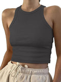 2025 Women's Spring/Summer Short Solid Color Thread Sleeveless T-Shirt Vest