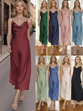 Women's New Acetate-Sing Skirt Sexy French Sling Dress