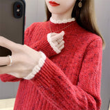 Sweater Women's Knitting Tops In The 2025 New Winter With Women's Autumn And Winter Thick And Wearing Half-High Collar Bottoming Shirts