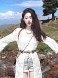 Summer 2025 New Tourism Holiday Xinjiang Travel Knitted Cardigans Long Coats Outside Women's Clothing