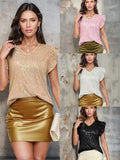 Summer New Sexy V-Neck Lotus Leaf Plug-In Sleeve Sleeve Sleeve Blouse Short-Sleeved T-Shirt Girl