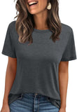 2025 Women's Round Neck New Casual Loose Solid Color Short-Sleeved T-Shirt