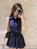French Pure-Hearted High-End Shirt Dress Women Design Feel Waistless Vest Short Skirt Summer