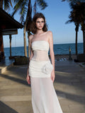Seaside Holiday Wind Perspective Network Yarn Chest Skirt Design Sense Of Temperament Long Dress Travel To Take Good-Looking Skirt
