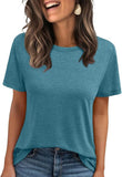 2025 Women's Round Neck New Casual Loose Solid Color Short-Sleeved T-Shirt