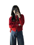 Soft Raccoon Garlic Gold Buckle Knitted Shirt Women's Cardigan Early Autumn Korean Gentle Wind Sweater Coat Women Spring Autumn