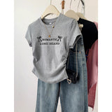 2025 Summer Slack Wind Collared Shoulder T-Shirt Size Fat MM Thin Simple Cotton Top