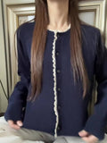 Korean Early Autumn Atmosphere Wearing A Knitted Shirt On The Top Of The Women Loose Lace Lazy Sweater Coat