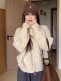 High-Necked T-Necked Zip Open Shirt Sweater 2025 New Autumn And Winter Thick Lazy Collar Knit Coat