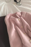 Pink Knitted Cardigan Girl Spring And Autumn Gentle Wind Raccoon Velvet High-End Short Sweater Coat Small Mantle