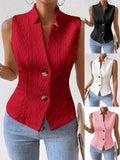 2025 Women's New Commuting V-Neck Buttonless Sleeve Vest Vest Coat Topess