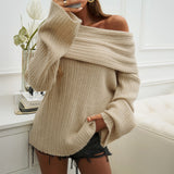 Dili Elegant Temperament Solid Color Long-Sleeved Sweater Top Women's Clothing 2025