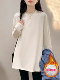 Medium-Long De-Yvel Bottomed Shirt Women In Autumn And Winter With Loosely Thicken Long-Sleeved T-Shirt Design Sense Top 2025 New