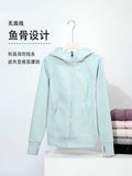 Lulu Body-Repair Jacket Women Open Spring Wearing Shoulder-To-Shoulder Hooded Sports Short Waists