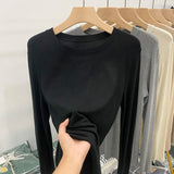 Soft-Masted Mask T Early Spring, Autumn And Winter 2026 New Loose Long-Sleeved T-Shirt Women Simple Inside The Bottom Shirt Solid Color Top