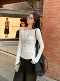 White Collar Twill Letter Print Long-Sleeved T-Shirt Autumn New Bottoming Shirt Inside The Atmosphere Of The Woman