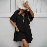 Independent Research And Development Design Solid Color Sexy Dress 2025 Spring And Summer Temperament Casual A Skirt
