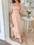 Dili Leisure Vacation Short Sleeve Simple Long Dress Dress Dress Women's Dress 2025 Summer