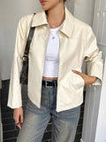 Dili Senior Simple Long-Sleeved Leather Coat Women's Clothing 2025 Autumn And Winter