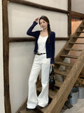 Tibetan Blue Lace Design Knitted Cardigan 2026 Autumn New Wearing Short Sun Protection Jacket Top