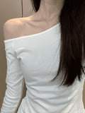 Pure Hot Girl Slim Thin Shoulder Long-Sleeved T-Shirt Women's Early Autumn High-End Feel Full Of Bottom Shirt Top