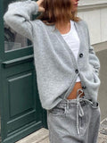 Dili Simple Holiday Button Solid Color Long-Sleeved Sweater Wool Knitted Women's Clothing 2025 Autumn And Winter