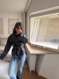 Women's Clothing 2025 Autumn Temperament Fashion Collar Double Buckle Collar Collar Collar Collar Collar Collar Collar Collar Collar Collar With Leather Jacket Neapolitan Clothing
