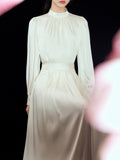 Autumn Gold White Moonlight French GAO Grade White Collar Silk Silk Silk Silk Silk Silk Silk Long-Sleeved Shirt Women's Suit Dress