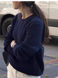 Lazy Gray Knitted Sweater Women's Jacket Autumn And Winter New Design Loose Knitting Inside The Bottom Top