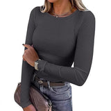 2025 Lady Long-Sleeved Round Collar T-Shirt Sexy Autumn Basic Top T-Shirt