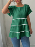 Dili Elegant Temperament Round Collar Short-Sleeved Top Shirt Women's Clothing 2025 Autumn And Winter