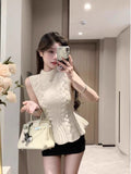 Design Sense Of A Small Three-Dimensional Jersey Sleeveless Vest Women's Spring French Pure-Hearted Waistcoat New