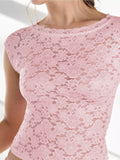 Women's Lace Lace Short-Sleeved Women's Top Women's Sexy Hollow Air Sex Lace Jersey
