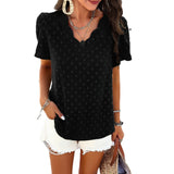 Dili Women's Clothing 2025 Spring And Summer Temperament Loose Solid Color V-Neck Lotle Sleeve Top