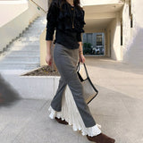 Spring New Fashionable Irregular Half-Skirt With High Waist Splicing Side Open Skirt Two Wearing Folded Skirt