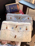 Vintage Knitted Vest Women Handmade Flowers Spring And Autumn Shoulder Vest Collar Folded Sweet Taut Horse Clip