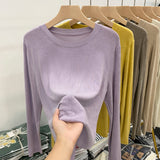 Soft-Masted Mask T Early Spring, Autumn And Winter 2026 New Loose Long-Sleeved T-Shirt Women Simple Inside The Bottom Shirt Solid Color Top