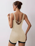 Crash Cloud-Sensitive Joint-Dressed Woman Hollow Beauty Back Wide Shoulder Strap Yoga Suit Sports Running Bodysuit