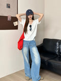 Det-Collared U-Neck Short-Sleeved T-Shirt Women's Summer Version Of Large-Size Bottom Shirt Fat Sister Thin Belly On The Shoulder