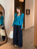 Korean Solid-Colored Pit Half-Necked Long-Sleeved Knitted Cardigan 2026 Autumn New Dress Jacket Top Woman