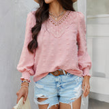 Dili 2025 Spring And Summer Top Women's Casual Holiday Style Solid Color With Lazamp Long-Sleeved Shirt Woman