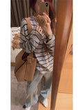 Korean Explosion Striped Long-Sleeved T-Shirted Women 2025 New Autumn And Winter Loose Inside The High-End Feel Blouse