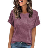 2025 Summer New Explosion Solid Color Collar Pit Casual Short-Sleeved T-Shirt Girl