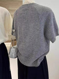 Spring And Autumn Han Linen High-End Love Slim Thin Short Knitted Sweater Women's Short-Sleeved Top