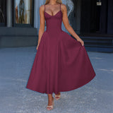 Dili Elegant High-Grade Slings Solid Long Dress Dress Women's 2025 Autumn And Winter