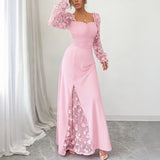 Dili Elegant Temperament Hollow Long Sleeve Long Skirt Dress Women's Dress 2025 Autumn And Winter